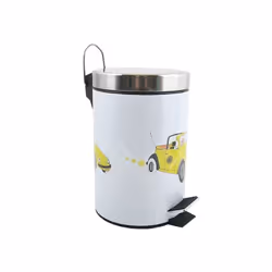 MSV PEDAL BIN, 3 L, Rond, Acier inoxydable, Blanc, Jaune, Pédale, Acier inoxydable