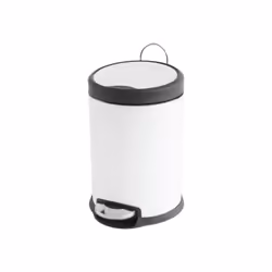 MSV Poubelle à pédale Inox, 3 L, Rond, Acier inoxydable, Noir, Blanc, Pédale, 19,5 cm