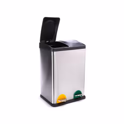 MSV 3700703905615 poubelle 40 L Rectangulaire Acier inoxydable Noir, Acier inoxydable
