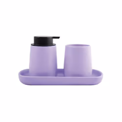 Lot d'accessoires salle de bain MAONIE de la marque MSV. ENSEMBLE D'ACCESSOIRES: un trio harmonieux comprenant un distributeu ...