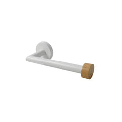 MSV - Porte Rouleau Papier Wc Mural iana Acier & Bambou Blanc mat