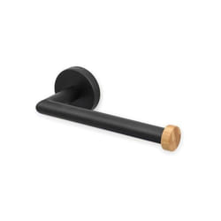 Porte rouleau papier wc Mural IANA Acier & Bambou Noir mat MSV