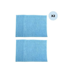 Lot de 2 tapis de bain chenille 40x60 Bleu Clair