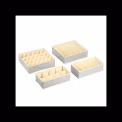 Lot de 4 Boîtes Tiroir de rangement micrcoaéré et respirant avec compartiments Gris MSV