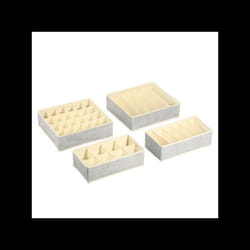 Lot de 4 Boîtes Tiroir de rangement micrcoaéré et respirant avec compartiments Gris MSV