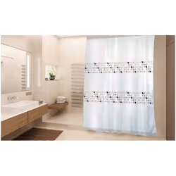 MSV RIDEAU DE DOUCHE, Motif, Anneau, Polyester, Beige, Blanc, 30 °C, 1800 mm