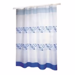 MSV RIDEAU DE DOUCHE, Motif, Anneau, Polyester, Bleu, Blanc, 30 °C, 1800 mm