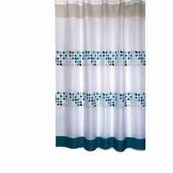 MSV RIDEAU DE DOUCHE, Motif, Anneau, Polyester, Vert, Blanc, 30 °C, 1800 mm