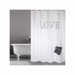 Rideau de douche Polyester TYPE WRITER 180x200cm QUALITà PREMIUM Noir & Blanc - Anneaux inclus MSV