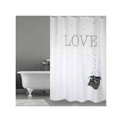 Rideau de douche Polyester TYPE WRITER 180x200cm QUALITà PREMIUM Noir & Blanc - Anneaux inclus MSV