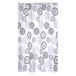 MSV RIDEAU DE DOUCHE, Motif, Anneau, Polyester, Gris, Blanc, 30 °C, 1800 mm