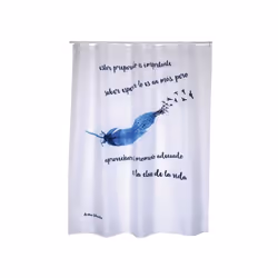MSV 143073 Rideau de Douche Prime Pluma en Polyester 180x200cm, multicoloré, 30 x 20 x 15 cm, Image, Anneau, Polyester, Bleu, ...