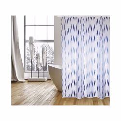MSV 3700703917069 rideau de douche Anneau Polyester Bleu, Blanc
