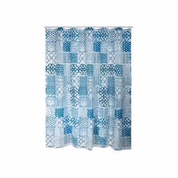 MSV Rideau de douche Polyester ALENTEJO, Image, Anneau, Polyester, Bleu, Blanc, 30 °C