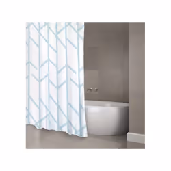 MSV Rideau de douche Polyester TREE, Motif, Anneau, Polyester, Bleu, Blanc, 30 °C, 1800 mm