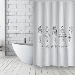 MSV - Rideau de douche Français Polyester 180x200cm demoiselles Noir & Blanc