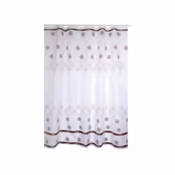 MSV RIDEAU DE DOUCHE POLYESTER KAYA, Motif, Anneau, Polyester, Marron, Blanc, 30 °C, 1800 mm