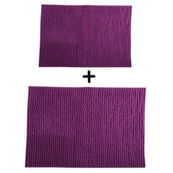 MSV - Lot de 2 Tapis de bain Microfibre chenille Violet 40x60 et 60x90cm