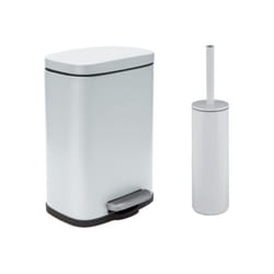 Spirella - Set Poubelle à pédale 5L & Brosse Wc akira Blanc mat