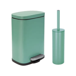 Spirella - Set Poubelle à pédale 5L & Brosse Wc akira Vert mat
