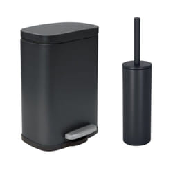 Set Poubelle à pédale 5L & Brosse Wc AKIRA Noir mat Spirella