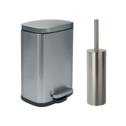 Spirella - Set Poubelle à pédale 5L & Brosse Wc akira Inox Brossé