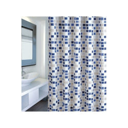 MSV 3700703928034 rideau de douche Anneau Polyester Bleu, Blanc