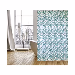 MSV RIDEAU DE DOUCHE, Motif, Anneau, Polyester, Bleu, Blanc, 30 °C, 2000 mm