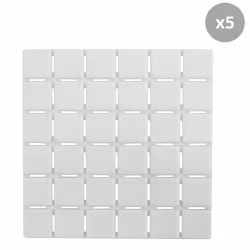 Lot de 5 Tapis antidérapants de douche ou baignoire Caoutchouc QUADRO 13x13cm Blanc MSV