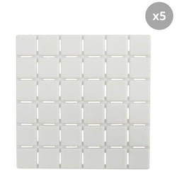 Lot de 5 Tapis antidérapants de douche ou baignoire Caoutchouc QUADRO 13x13cm Blanc MSV