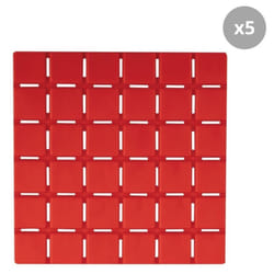 Lot de 5 Tapis antidérapants de douche ou baignoire Caoutchouc QUADRO 13x13cm Rouge MSV