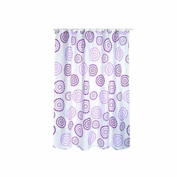 MSV RIDEAU DE DOUCHE, Motif, Anneau, Polyester, Violet, Blanc, 30 °C, 1800 mm