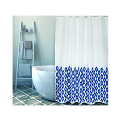 MSV - Rideau de douche Polyester ikat 180x200cm QUALITà‰ premium Bleu & Blanc
