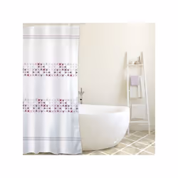 Rideau de douche Polyester MALTA 180x200cm QUALITà PREMIUM  Rose & Blanc - Anneaux inclus MSV