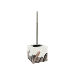 MSV - Brosse Wc avec support mdf & Acier Inox Motifs plumas vintage