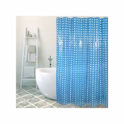 MSV 141050 - PVC Cortina de Ducha de plástico Azul Oscuro Incluye 12 Anillas para Barra de 180 x 200 x 0,1 cm rideau de douche Anneau Polyvinyl chloride (PVC) Bleu