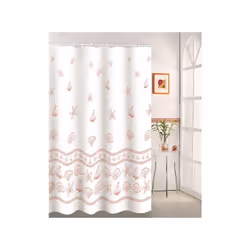 MSV RIDEAU DE DOUCHE, Motif, Anneau, Polyester, Rose, Blanc, 30 °C, 1800 mm