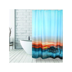 MSV - Rideau de douche Polyester 180x200cm Motif Sunset - Anneaux inclus
