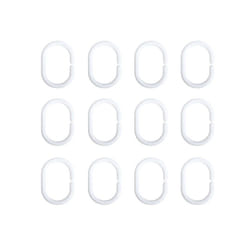 MSV 140286-12 Anillas para Cortina de Ducha de plástico Blanco 6 x 4 cm Blanc 12 pièce(s)