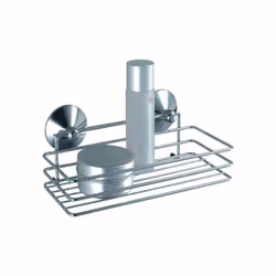 MSV Etagère de douche à ventouses Chromé, Acier, Chrome, Mural, Panier pour douche, 250 mm, 110 mm