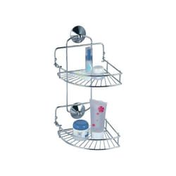 MSV Estante Esquina Ducha Doble Super Ventosas, Metal, Cromado, 20x35x20 cm Acier Mural Serviteur de douche