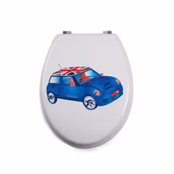 MSV ABATTANT WC, Allongé, Abattant rigide, Bleu, Blanc, Panneaux MDF, 365 mm, 425 mm