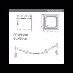 Barre tringle pour rideau de douche Incurvée à  fixer en Alu Chromé 80x80cm MSV