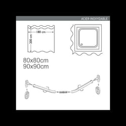 Barre tringle pour rideau de douche Incurvée à  fixer en Alu Chromé 80x80cm MSV