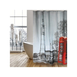 MSV - Rideau de douche Polyester 180x200cm Londres - Anneaux inclus