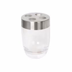 MSV Gobelet PS &amp; Inox PAPEETE, Distributeurs de salle de bain, Polystyrène, Acier inoxydable, Gris, Transparent, 75 mm, 1 ...