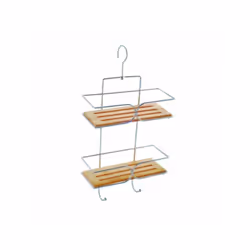 MSV 140610, Support de fixation, Bambou, Métal, Bambou, Chrome, Salle de bains, 2 étagères, 250 mm