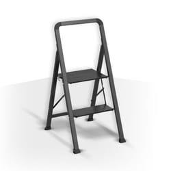 Escabeau 2 marches pliant anti-dérapant en Acier - Max 150kg (475x425x85cm) Noir mat MSV