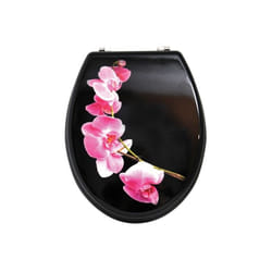 MSV 3700703947639 siège de toilette Abattant rigide Panneaux MDF Noir, Rose