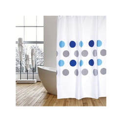 MSV 3700703947813 rideau de douche Anneau Polyester Bleu, Gris, Blanc